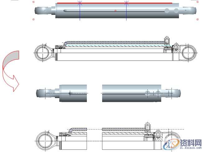 ProE工程图教程摆动油缸装配图,视图,选择,剖面,如图,mso,第21张