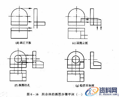 机械制图教程—6-3画组合体视图的方法和步骤（图文教程）,机械制图教程—6-3画组合体视图的方法和步骤,形体,组合体,主视图,视图,第5张