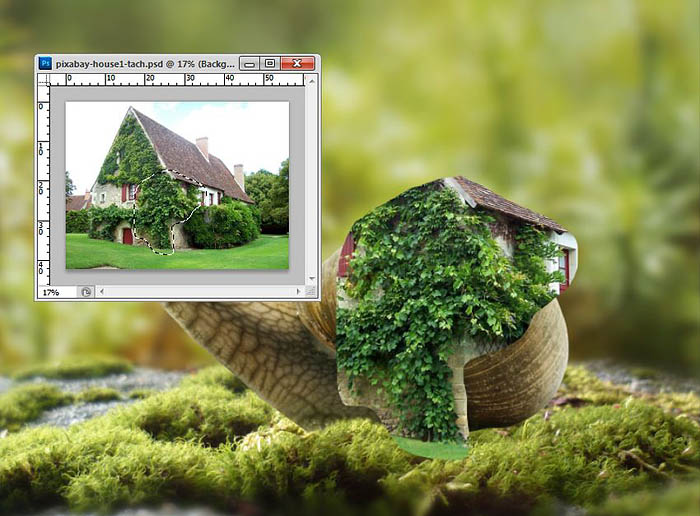 PS合成蜗牛背上的梦幻房子教程(图文教程),PS合成蜗牛背上的梦幻房子教程,选择,直径,形状,第23张